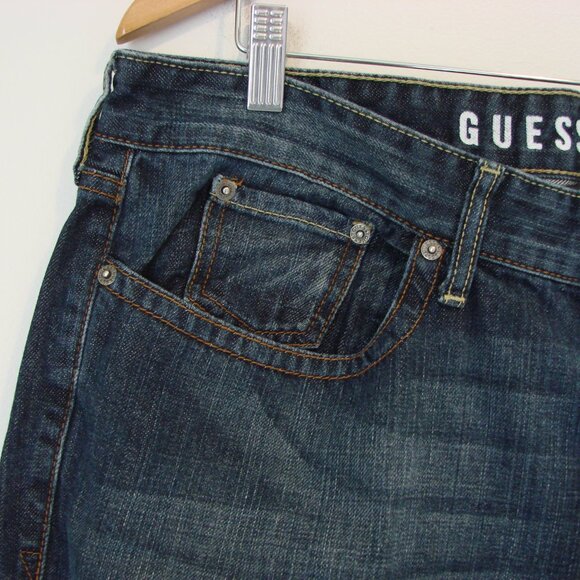 Guess Jeans Brit Rocker Slim Straight Dark Wash Mens Size 38 x 32 - Picture 8 of 16